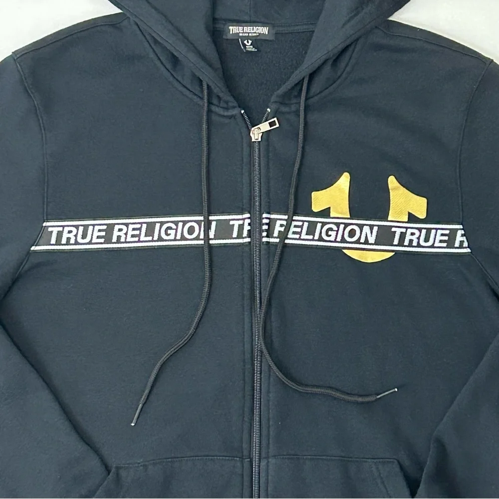 True Religion Mens Size Medium Track Jacket Full Zip Hoodie